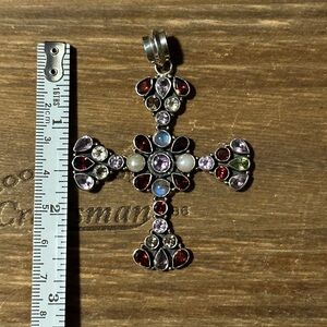 Multi stone sterling silver cross